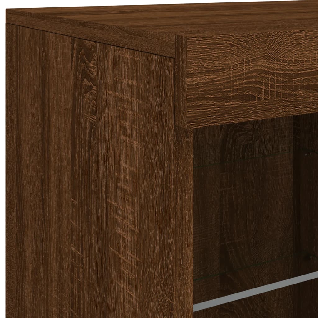 Credenza con Luci LED Rovere Marrone 81x37x67 cm - homemem39