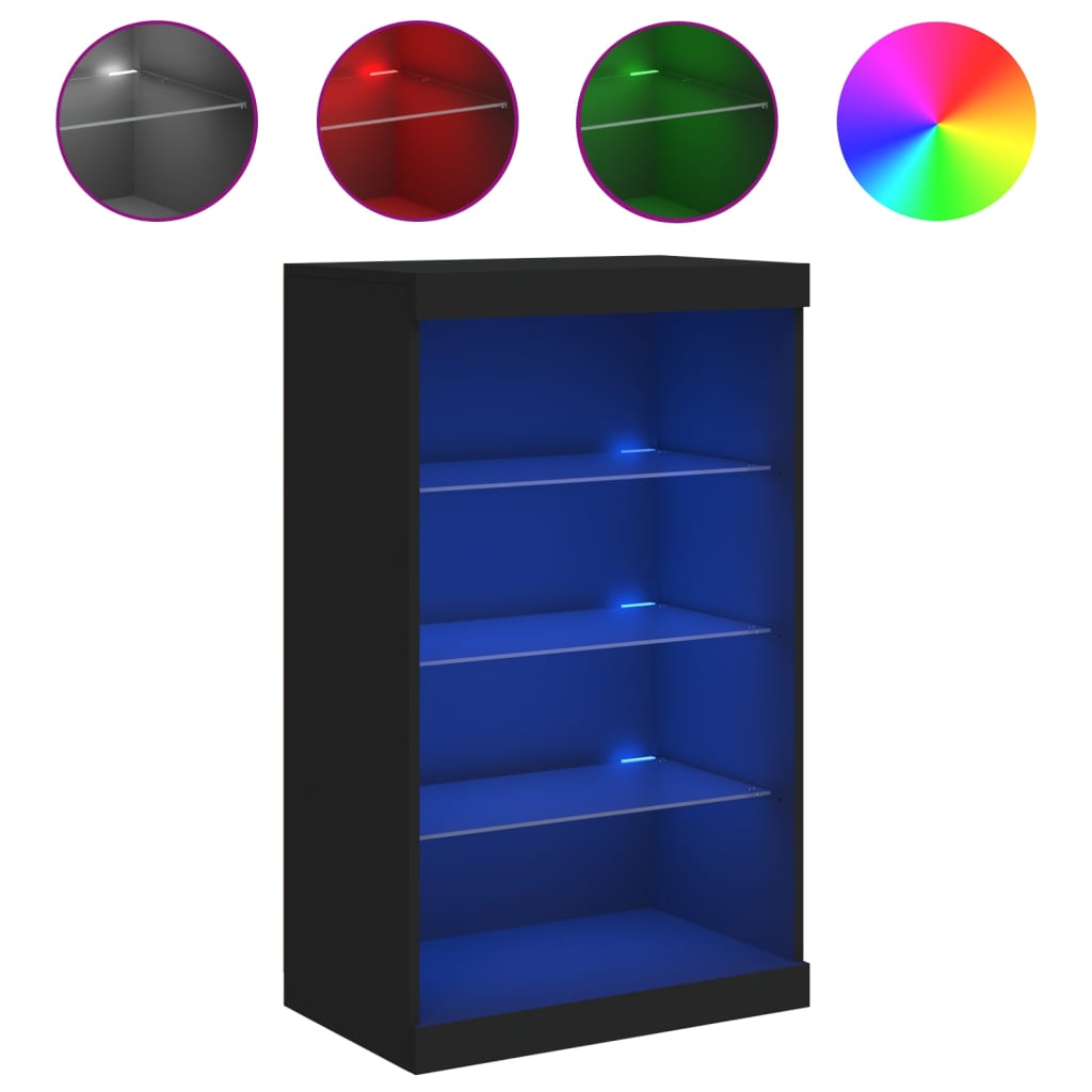 Credenza con Luci LED Nera 60,5x37x100 cm - homemem39