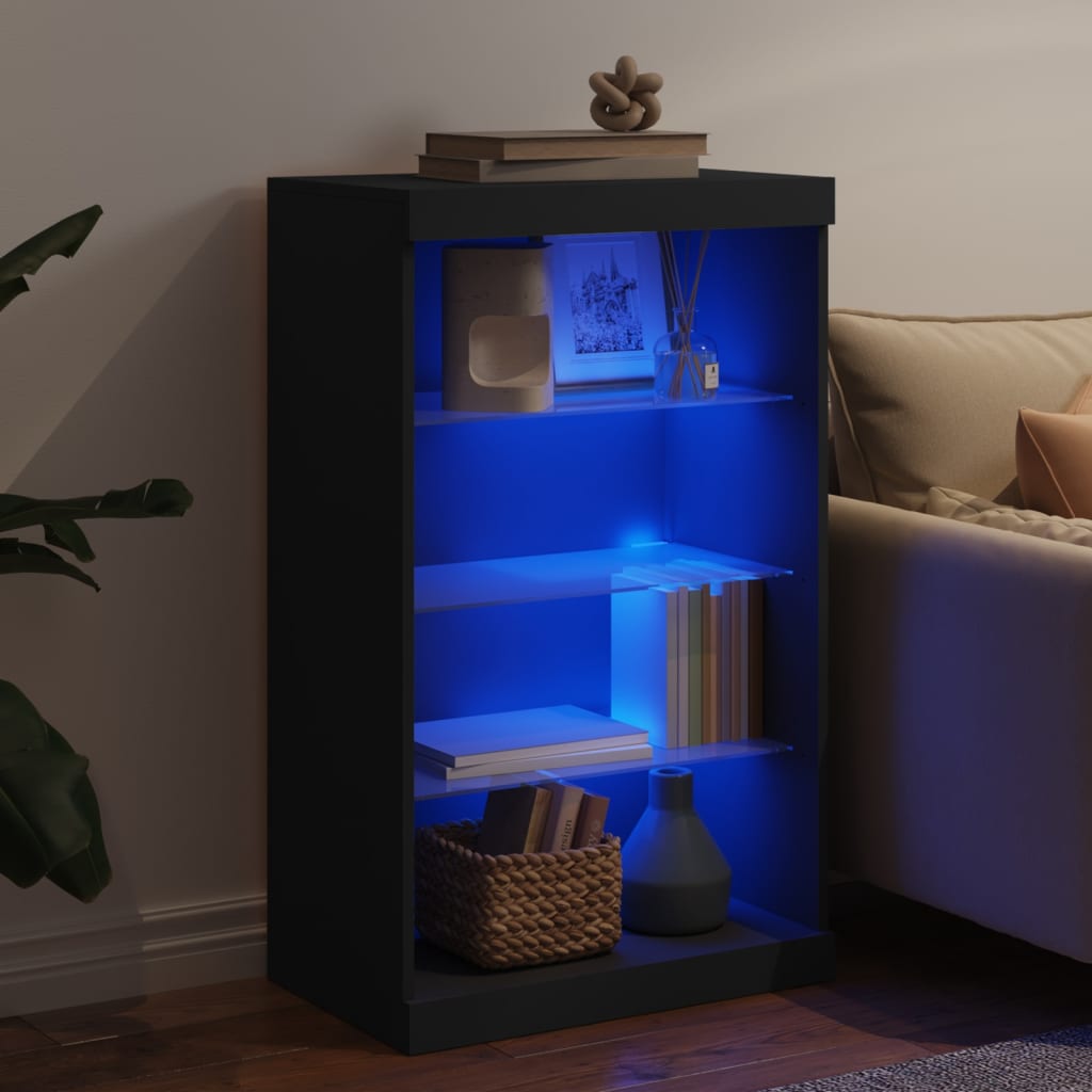 Credenza con Luci LED Nera 60,5x37x100 cm - homemem39