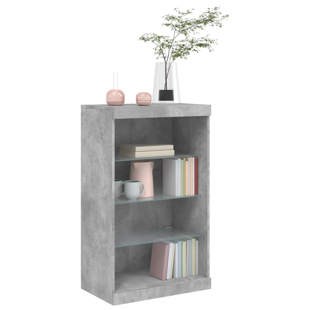 Credenza con Luci LED Grigio Cemento 60,5x37x100 cm - homemem39