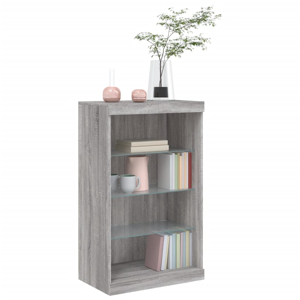 Credenza con Luci LED Grigio Sonoma 60,5x37x100 cm - homemem39