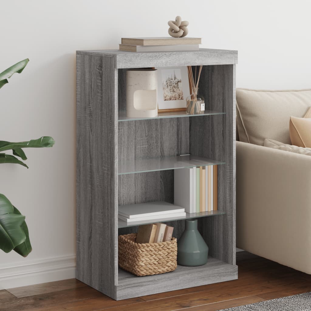 Credenza con Luci LED Grigio Sonoma 60,5x37x100 cm - homemem39