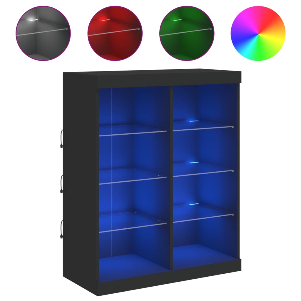 Credenza con Luci LED Nera 81x37x100 cm - homemem39