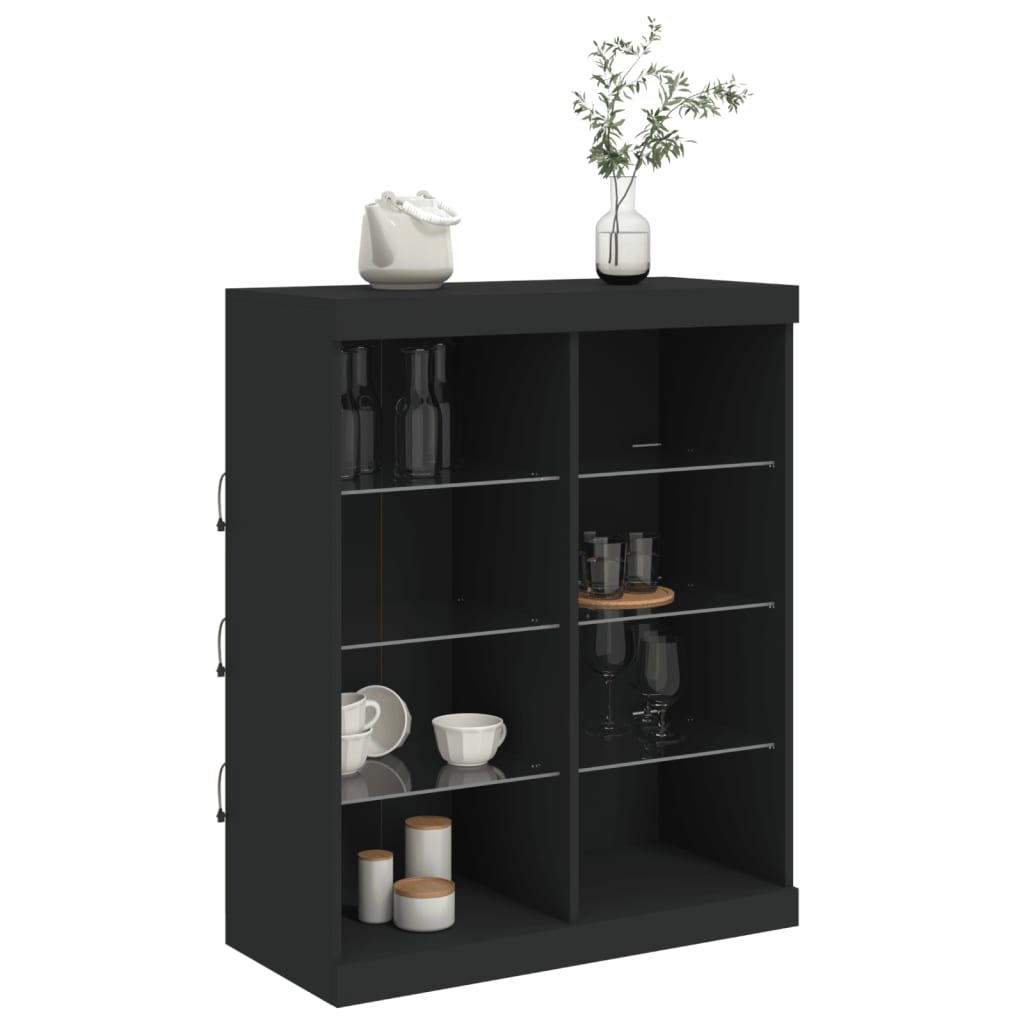 Credenza con Luci LED Nera 81x37x100 cm - homemem39