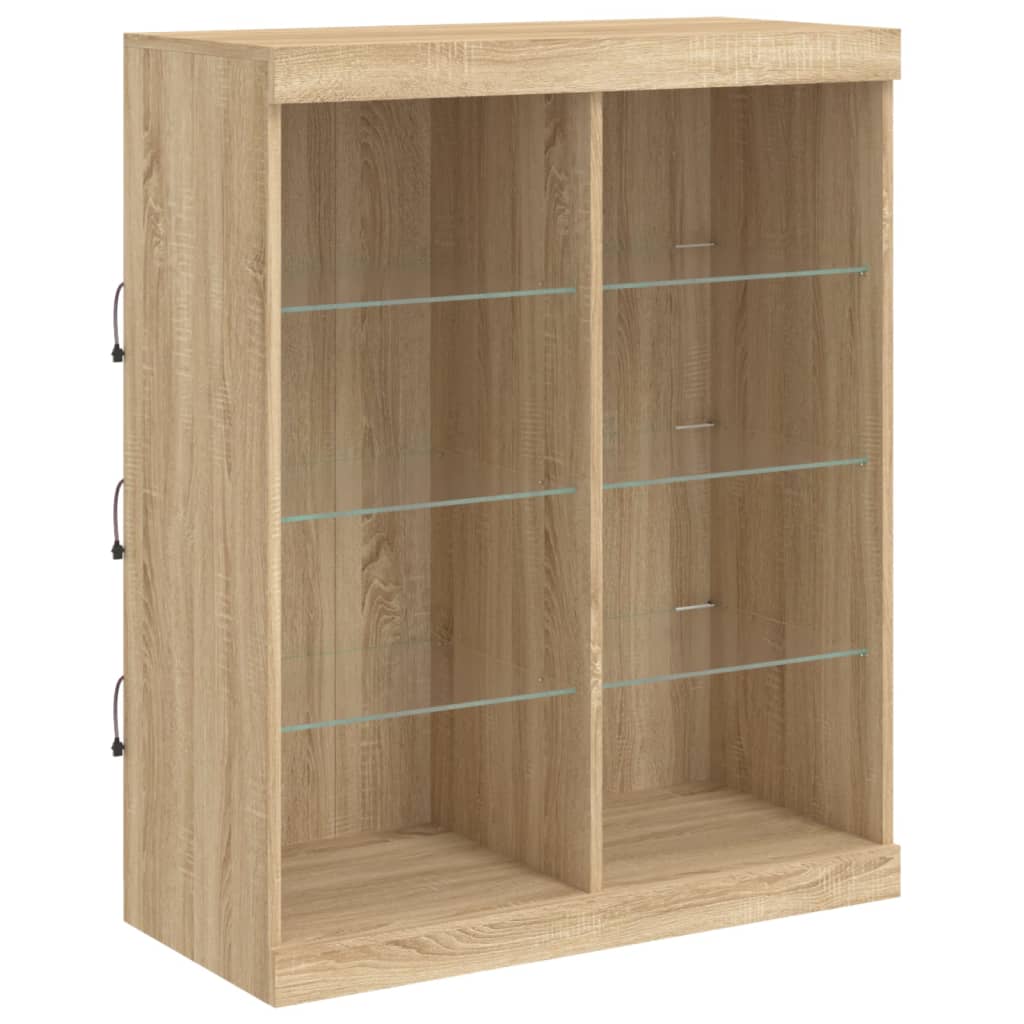 Credenza con Luci LED Rovere Sonoma 81x37x100 cm - homemem39