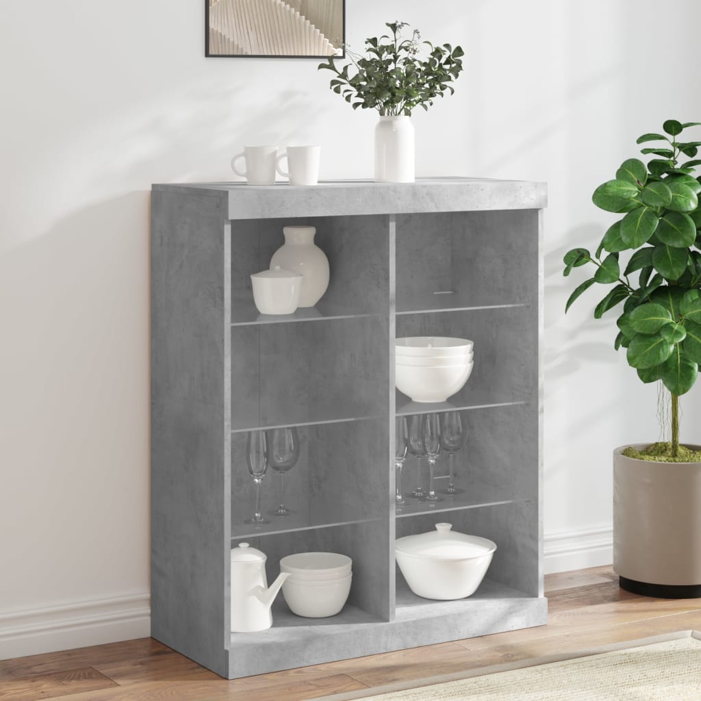 Credenza con Luci LED Grigio Cemento 81x37x100 cm - homemem39