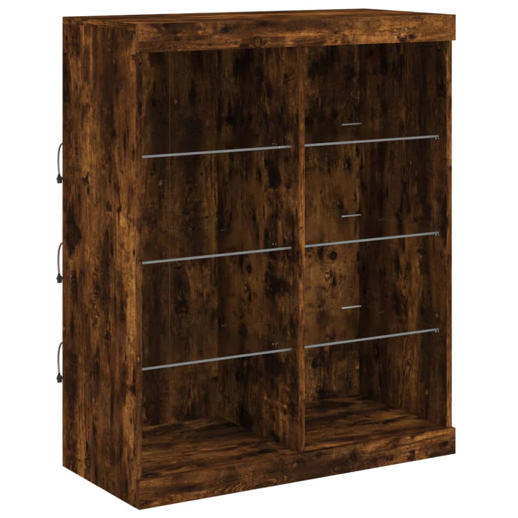 Credenza con Luci LED Rovere Fumo 81x37x100 cm - homemem39