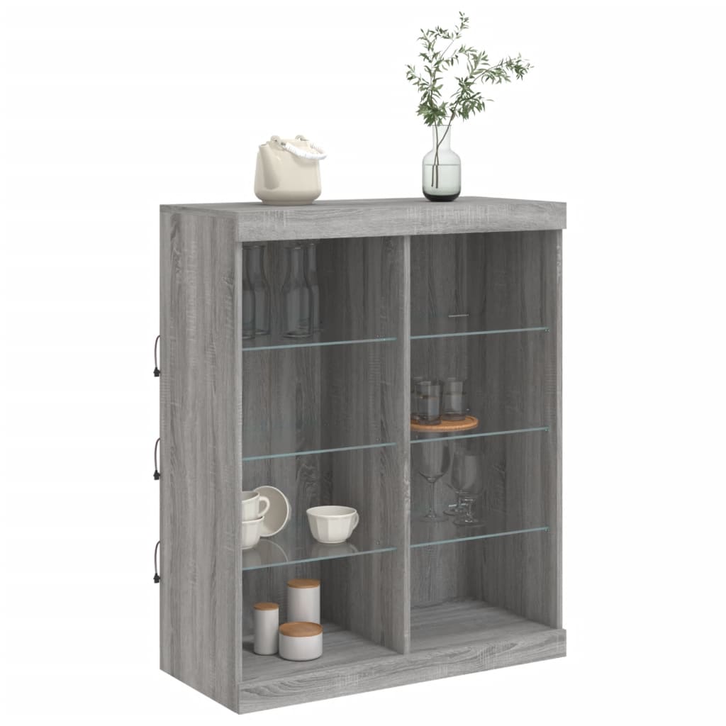 Credenza con Luci LED Grigio Sonoma 81x37x100 cm - homemem39