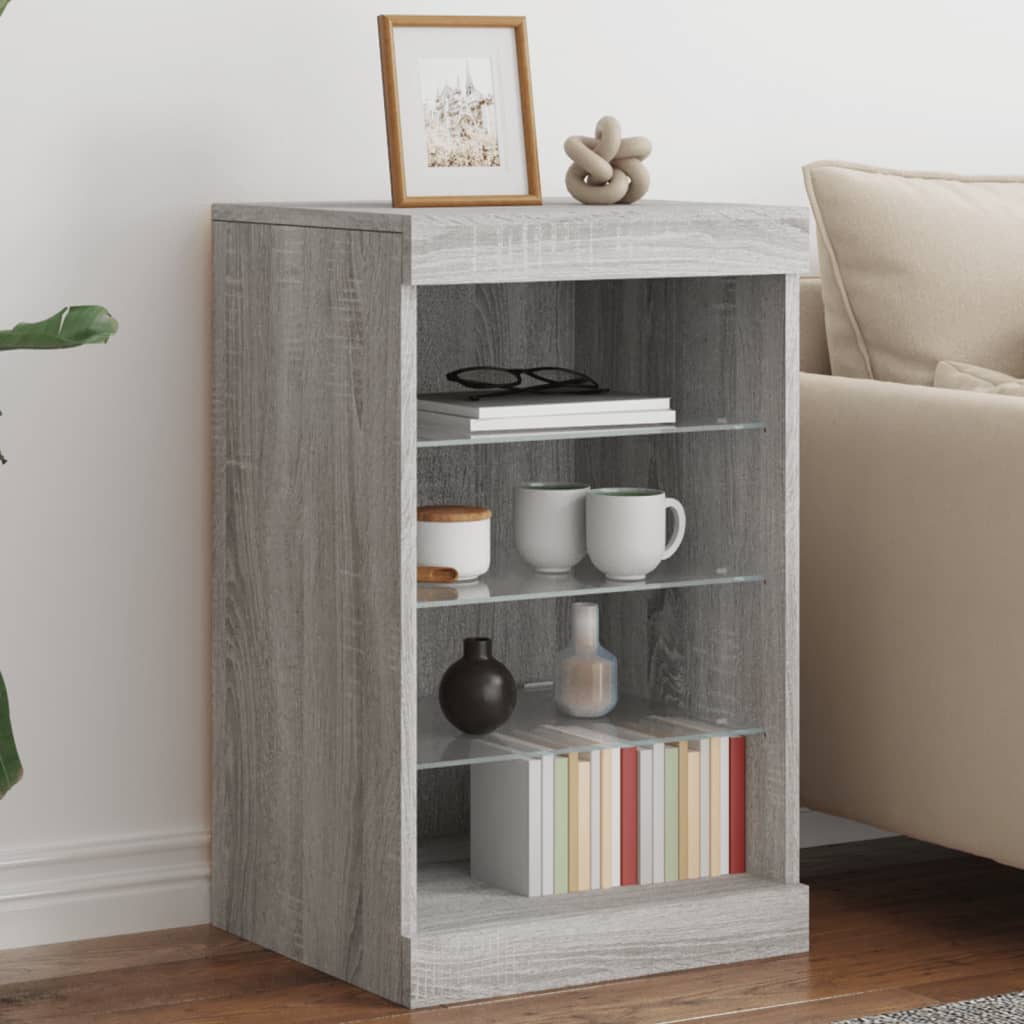 Credenza con Luci LED Grigio Sonoma 41x37x67 cm - homemem39