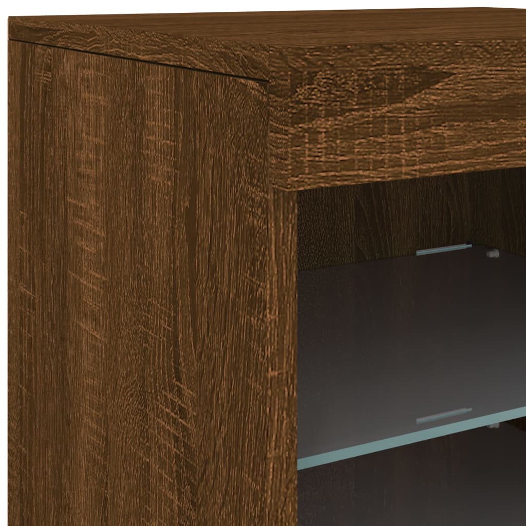 Credenza con Luci LED Rovere Marrone 41x37x67 cm - homemem39