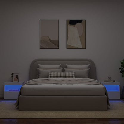 Comodini con Luci LED 2pz Bianchi 50x40x45 cm - homemem39