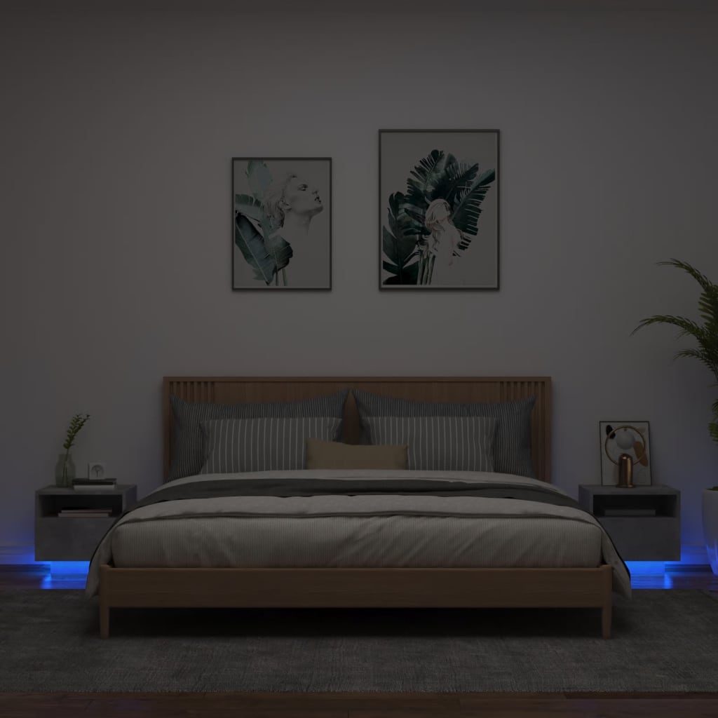 Comodini con Luci LED 2pz Grigio Cemento 40x39x37 cm - homemem39