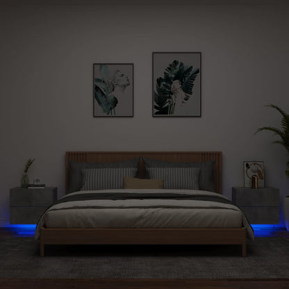 Comodini a Parete con Luci LED 2 pz Grigio Cemento - homemem39