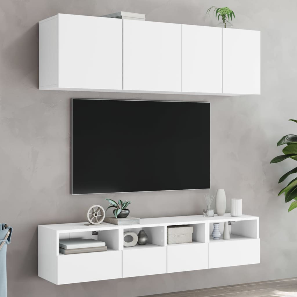 Mobili TV a Parete 2pz Bianchi 40x30x30 cm in Legno Multistrato - homemem39