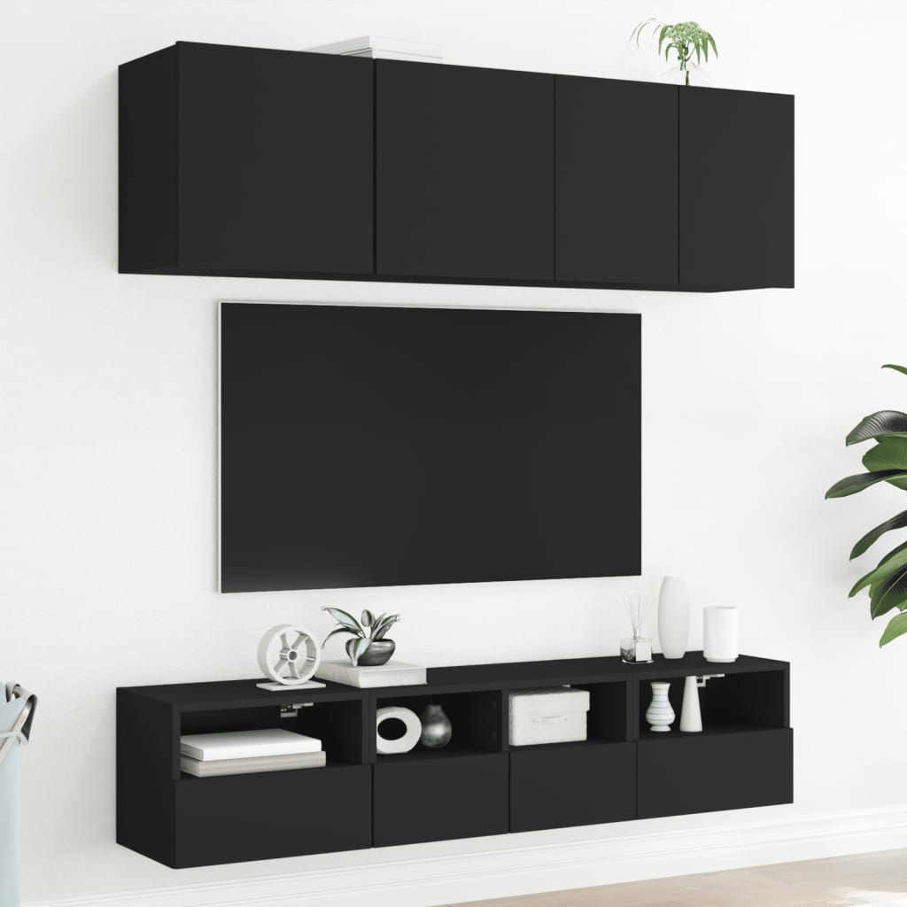 Mobile TV a Parete Nero 40x30x30 cm in Legno Multistrato - homemem39