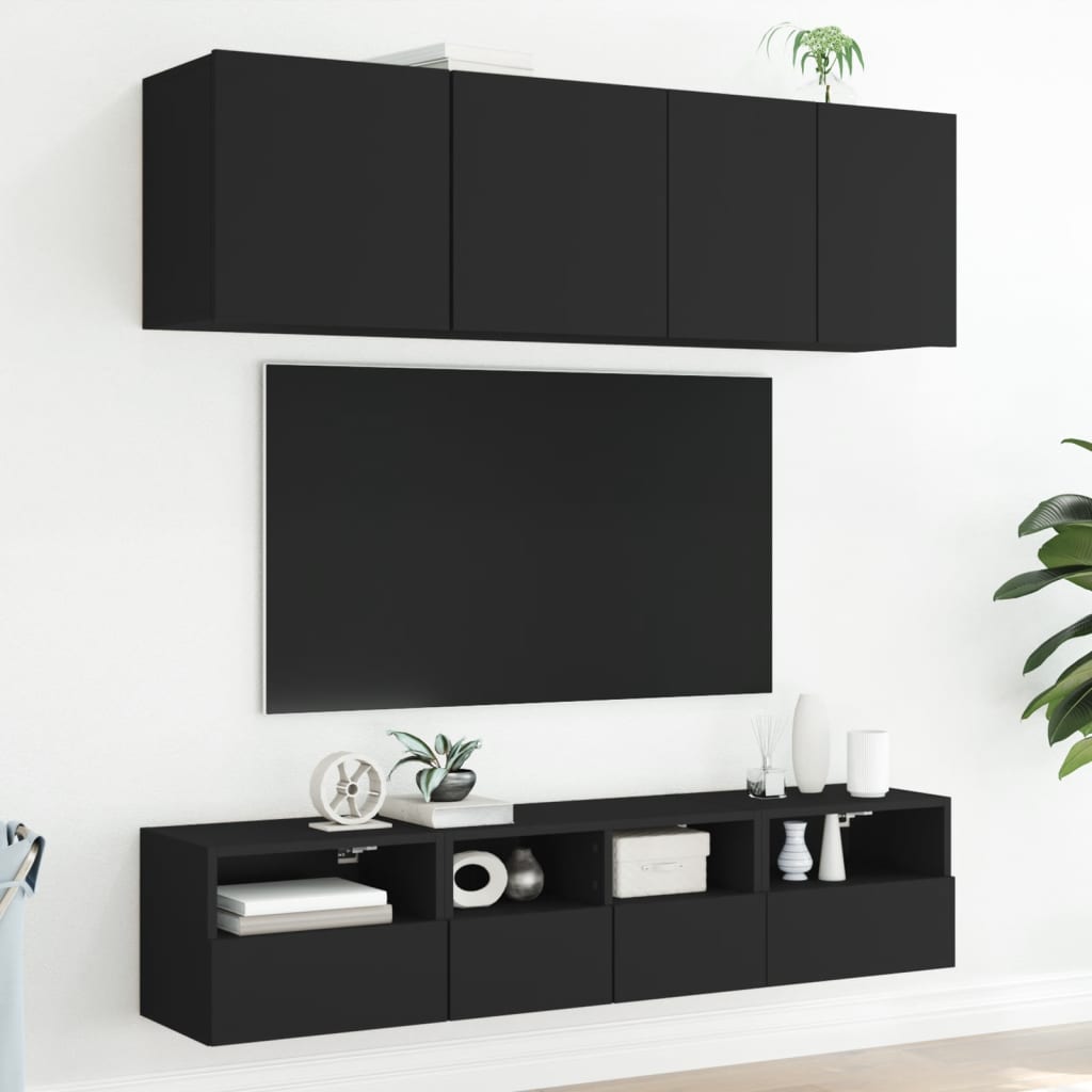 Mobili TV a Parete 2pz Neri 40x30x30 cm in Legno Multistrato - homemem39