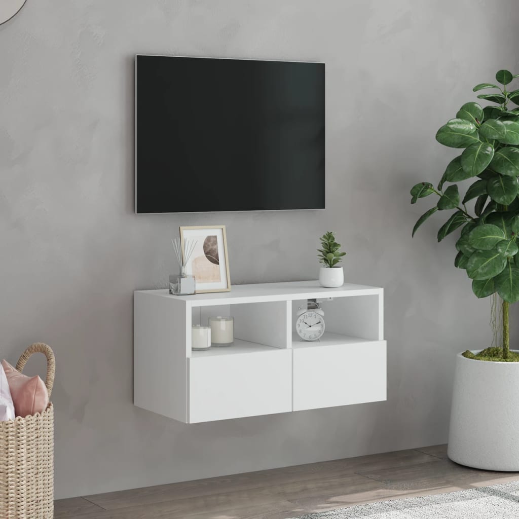 Mobile TV a Parete Bianco 60x30x30 cm in Legno Multistrato - homemem39