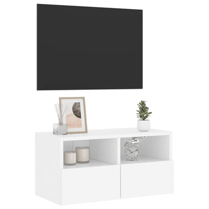 Mobile TV a Parete Bianco 60x30x30 cm in Legno Multistrato - homemem39