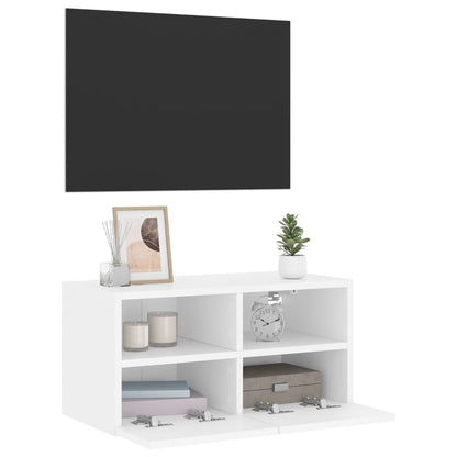 Mobile TV a Parete Bianco 60x30x30 cm in Legno Multistrato - homemem39