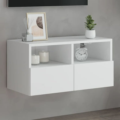 Mobile TV a Parete Bianco 60x30x30 cm in Legno Multistrato - homemem39