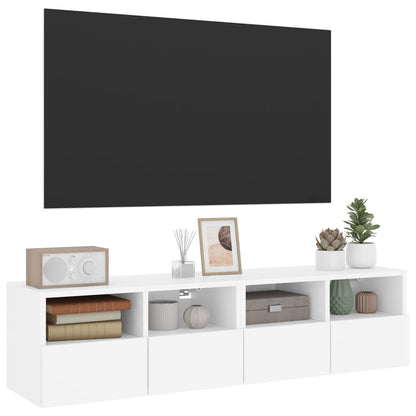 Mobili TV a Parete 2pz Bianchi 60x30x30 cm in Legno Multistrato - homemem39