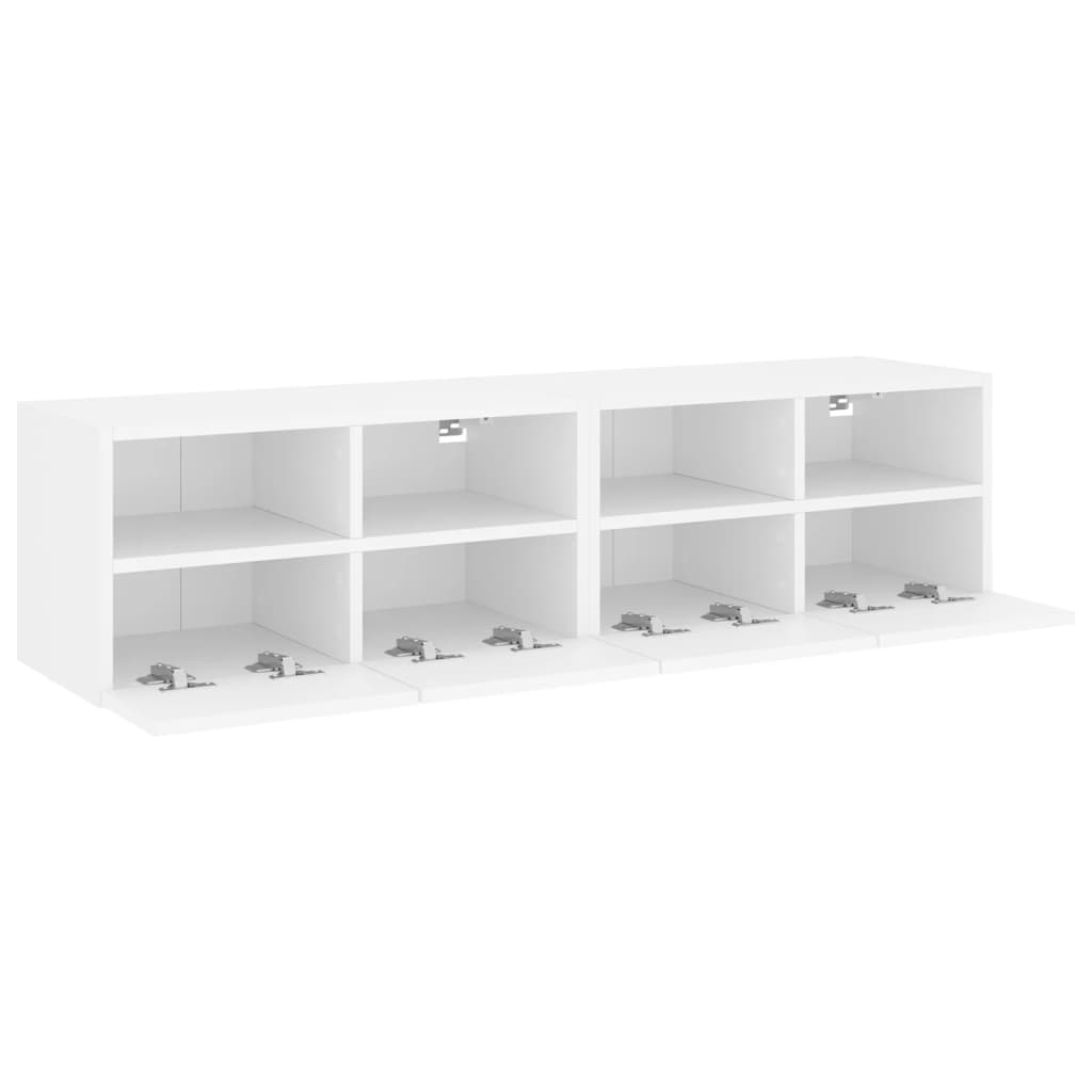 Mobili TV a Parete 2pz Bianchi 60x30x30 cm in Legno Multistrato - homemem39