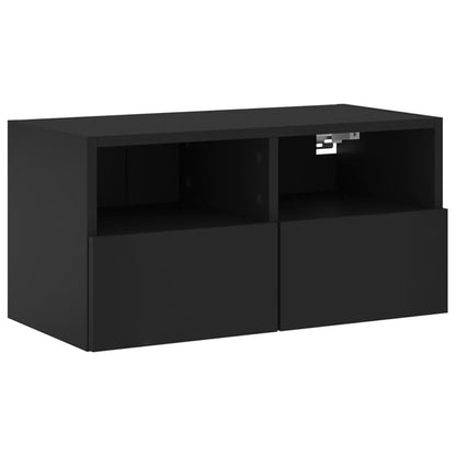 Mobile TV a Parete Nero 60x30x30 cm in Legno Multistrato - homemem39