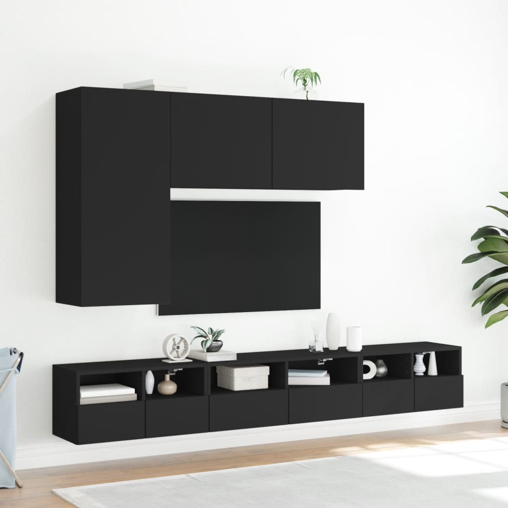 Mobile TV a Parete Nero 60x30x30 cm in Legno Multistrato - homemem39