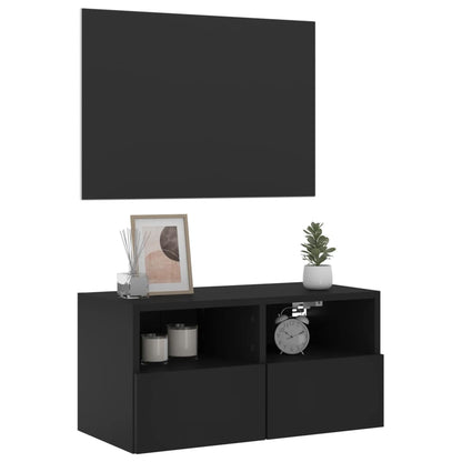 Mobile TV a Parete Nero 60x30x30 cm in Legno Multistrato - homemem39