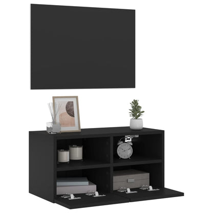 Mobile TV a Parete Nero 60x30x30 cm in Legno Multistrato - homemem39