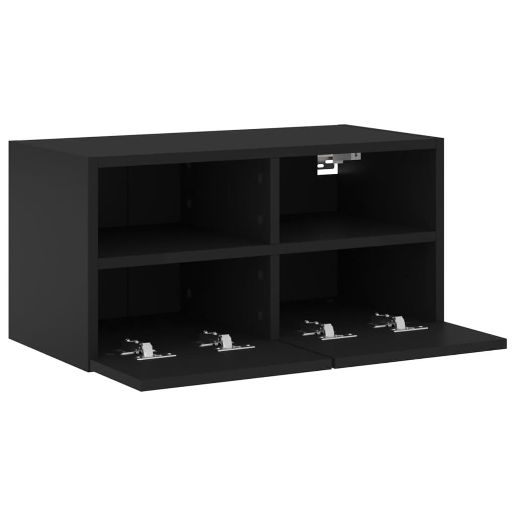 Mobile TV a Parete Nero 60x30x30 cm in Legno Multistrato - homemem39