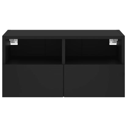 Mobile TV a Parete Nero 60x30x30 cm in Legno Multistrato - homemem39