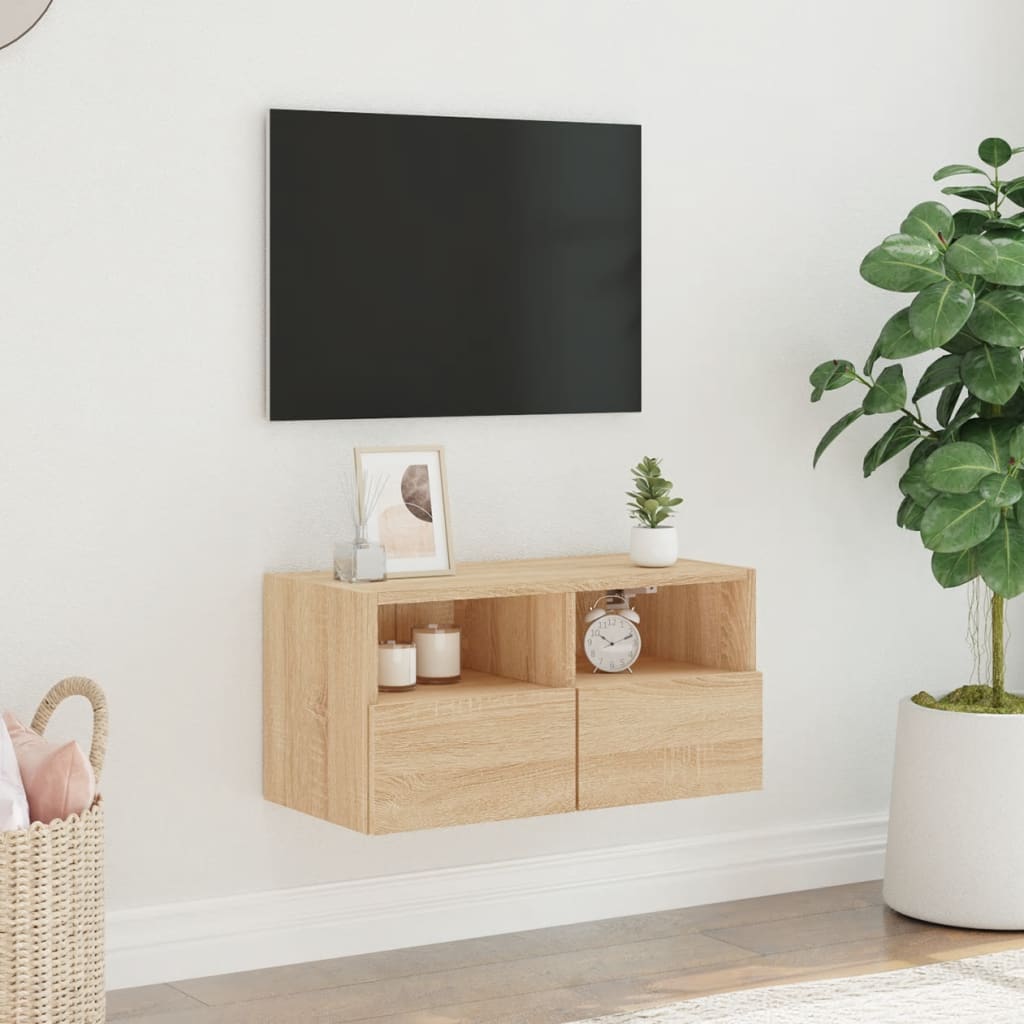 Mobile TV a Parete Rovere Sonoma 60x30x30 cm Legno Multistrato - homemem39