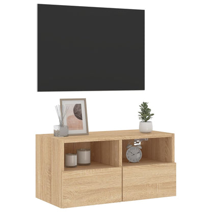 Mobile TV a Parete Rovere Sonoma 60x30x30 cm Legno Multistrato - homemem39