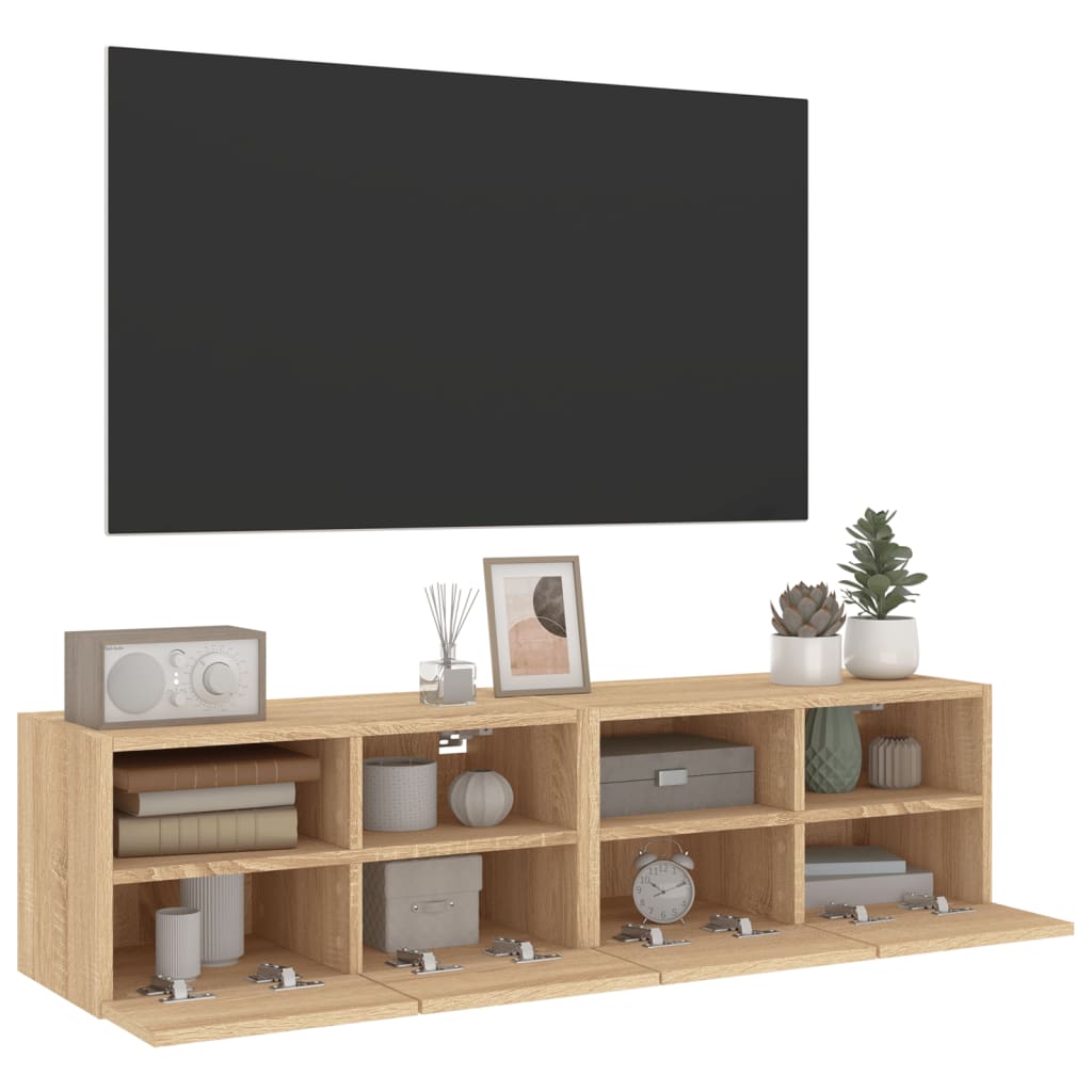 Mobili TV Parete 2pz Rovere Sonoma 60x30x30cm Legno Multistrato - homemem39