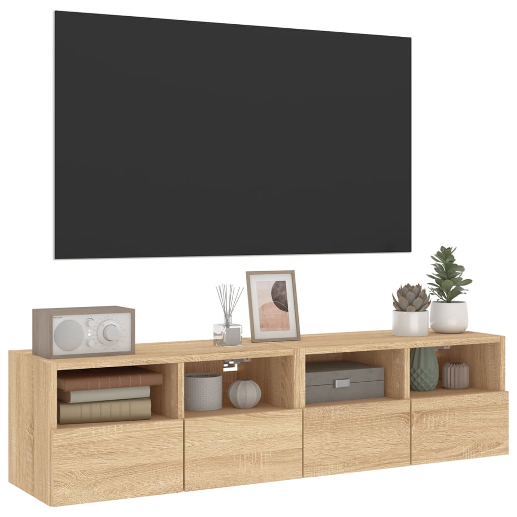 Mobili TV Parete 2pz Rovere Sonoma 60x30x30cm Legno Multistrato - homemem39