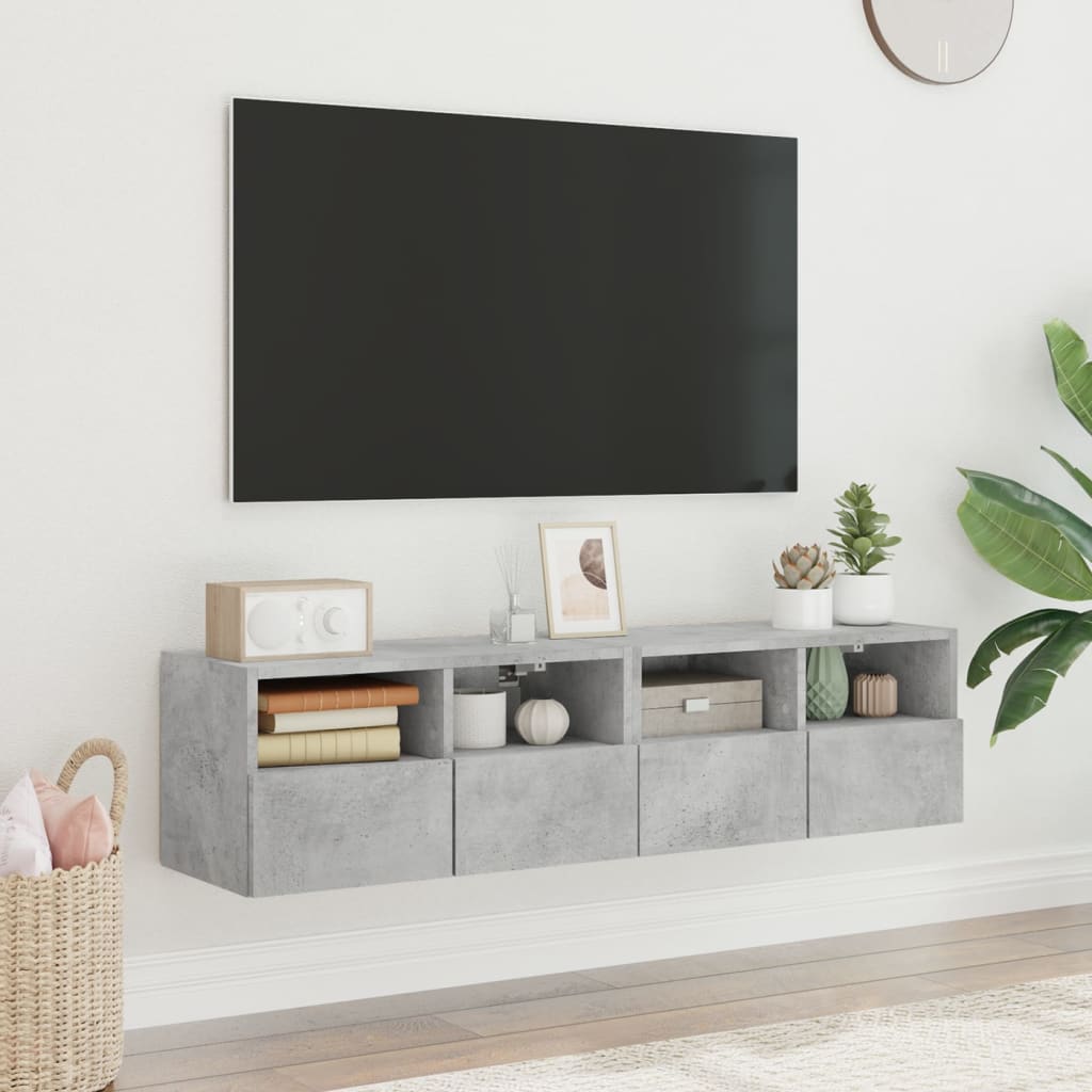 Mobili TV Muro 2pz Grigio Cemento 60x30x30 cm Legno Multistrato - homemem39