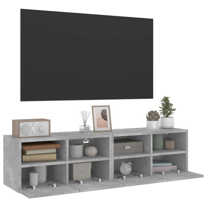 Mobili TV Muro 2pz Grigio Cemento 60x30x30 cm Legno Multistrato - homemem39