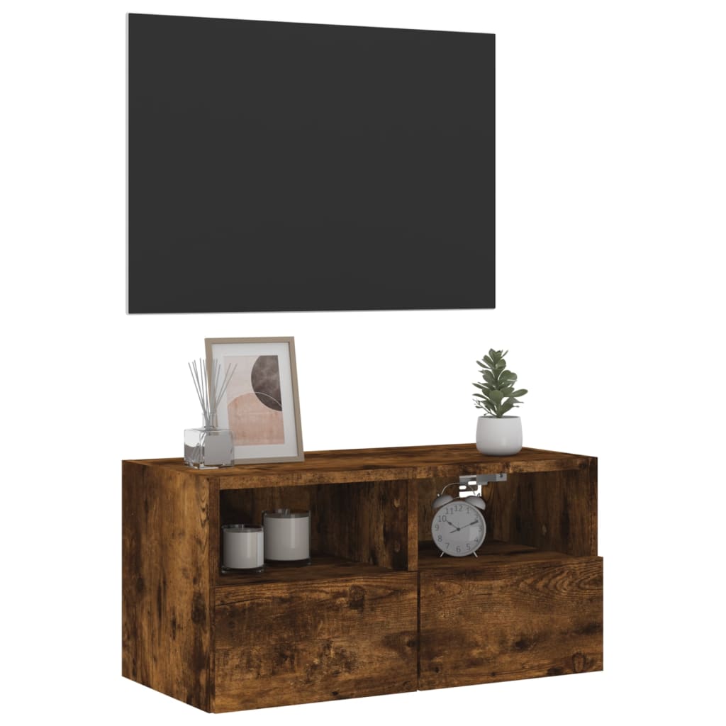 Mobile TV a Parete Rovere Fumo 60x30x30 cm in Legno Multistrato - homemem39