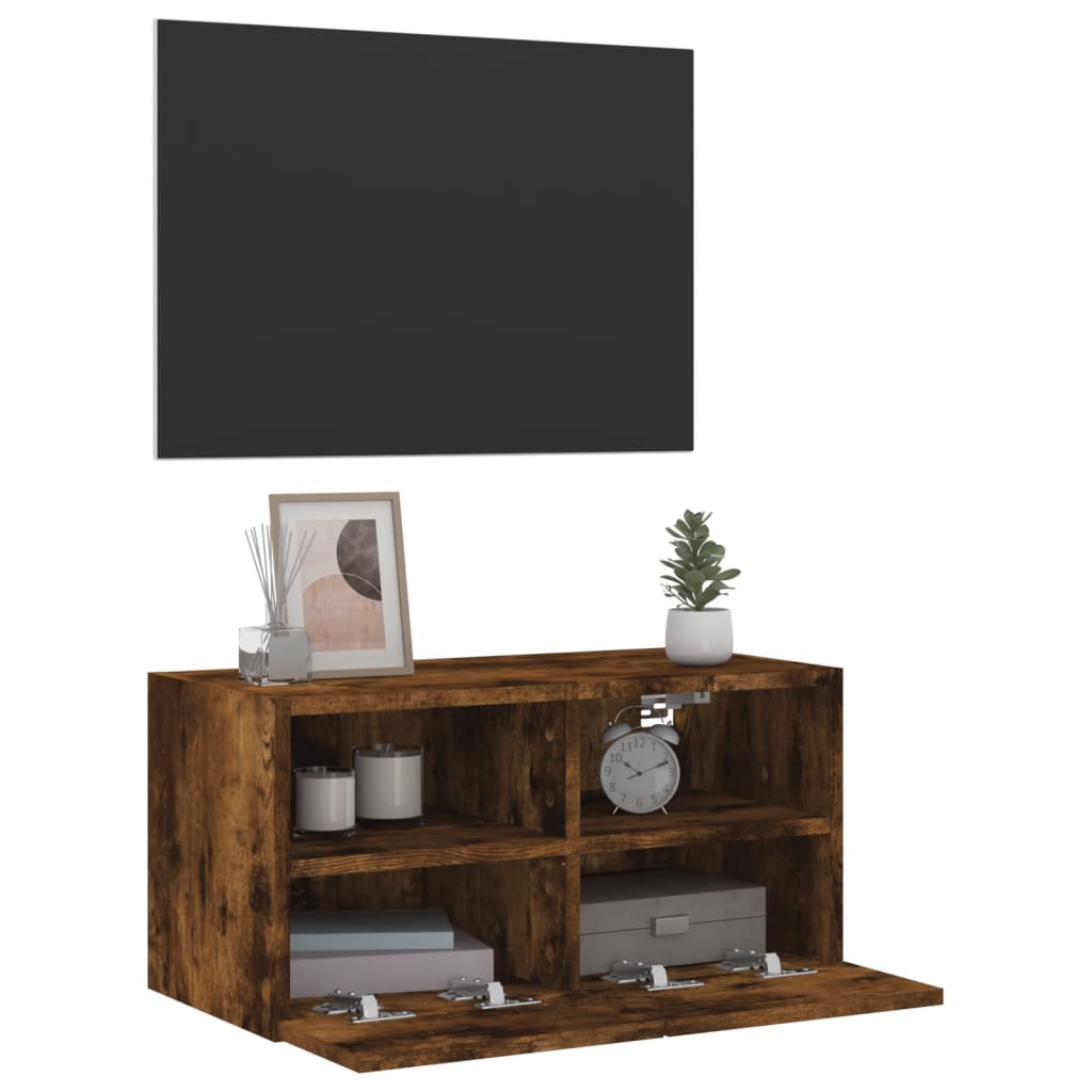 Mobile TV a Parete Rovere Fumo 60x30x30 cm in Legno Multistrato - homemem39