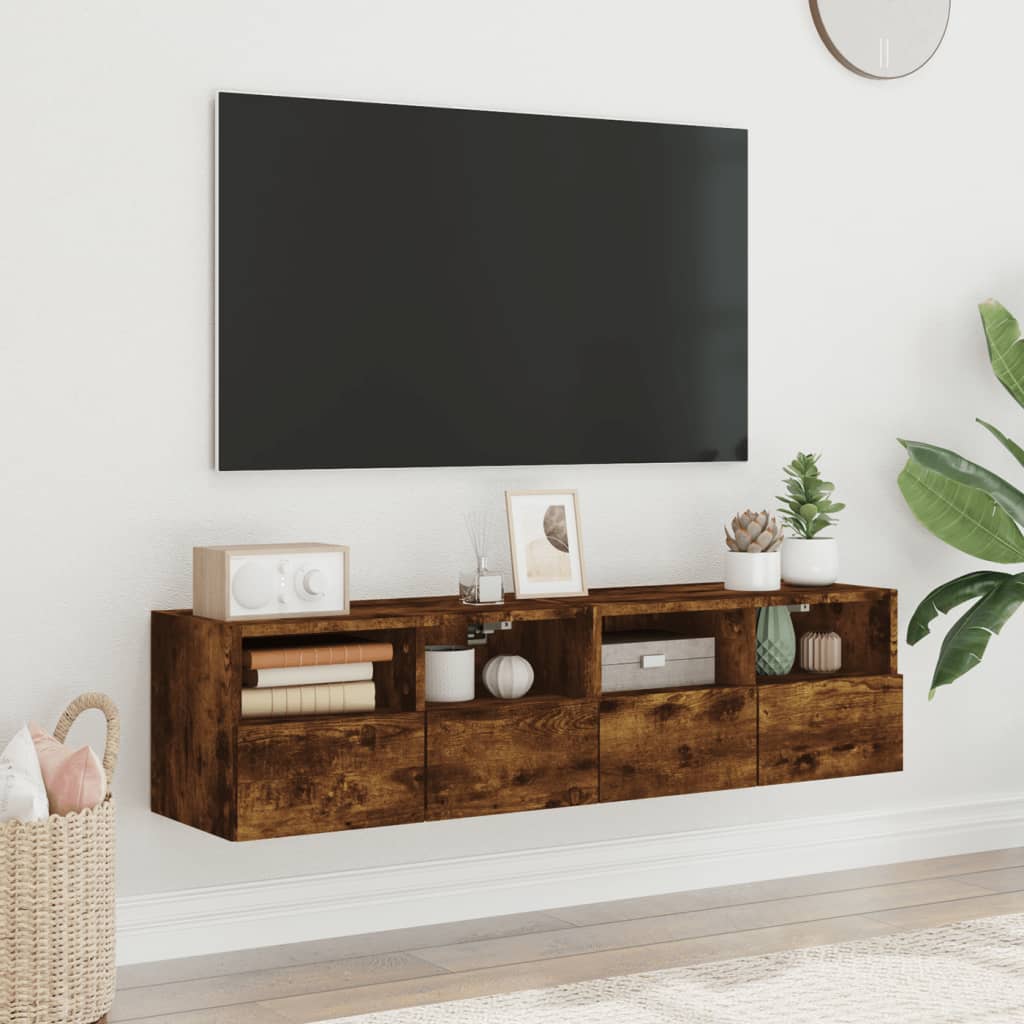 Mobili TV a Muro 2 pz Rovere Fumo 60x30x30 cm Legno Multistrato - homemem39