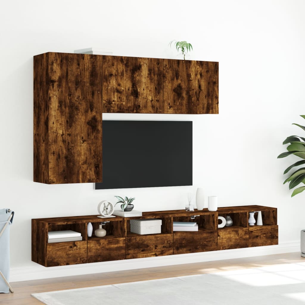 Mobili TV a Muro 2 pz Rovere Fumo 60x30x30 cm Legno Multistrato - homemem39