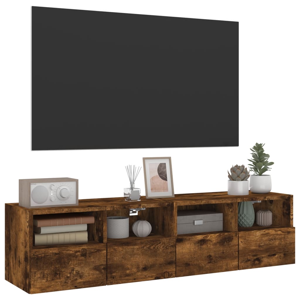 Mobili TV a Muro 2 pz Rovere Fumo 60x30x30 cm Legno Multistrato - homemem39