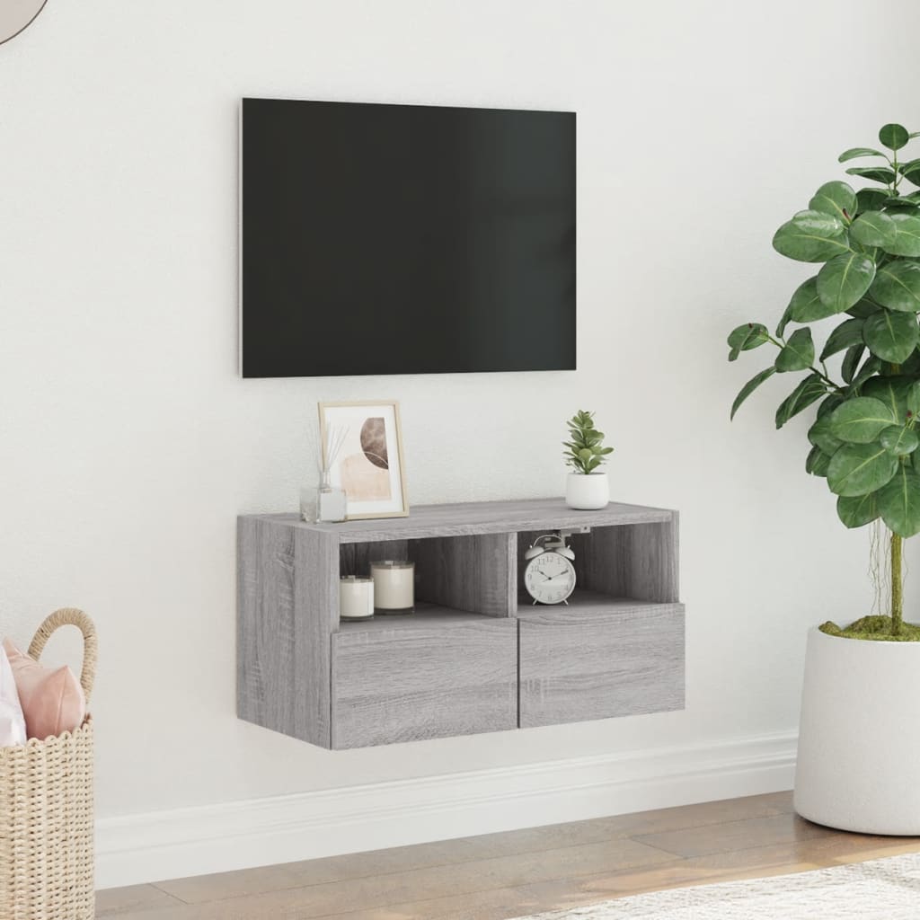 Mobile TV a Parete Grigio Sonoma 60x30x30 cm Legno Multistrato - homemem39