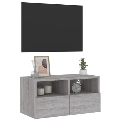 Mobile TV a Parete Grigio Sonoma 60x30x30 cm Legno Multistrato - homemem39