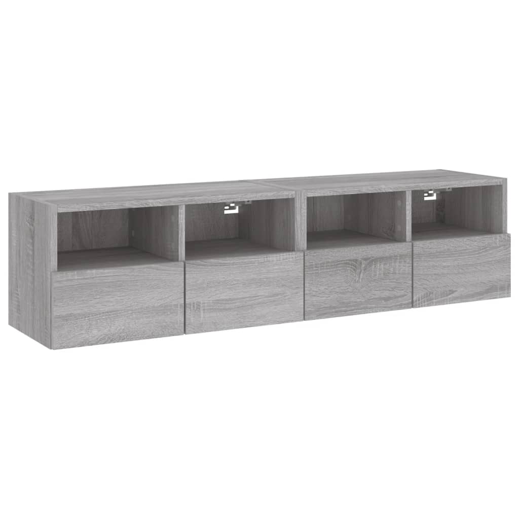 Mobili TV Muro 2pz Grigio Sonoma 60x30x30 cm Legno Multistrato - homemem39