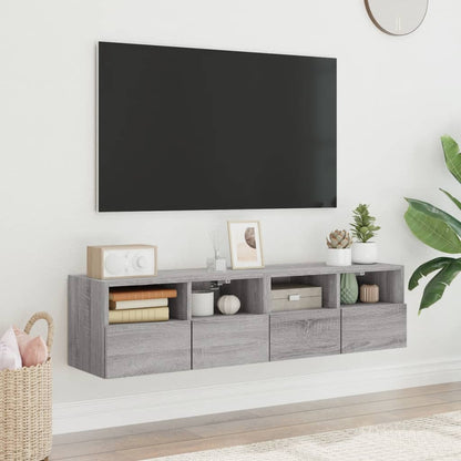 Mobili TV Muro 2pz Grigio Sonoma 60x30x30 cm Legno Multistrato - homemem39