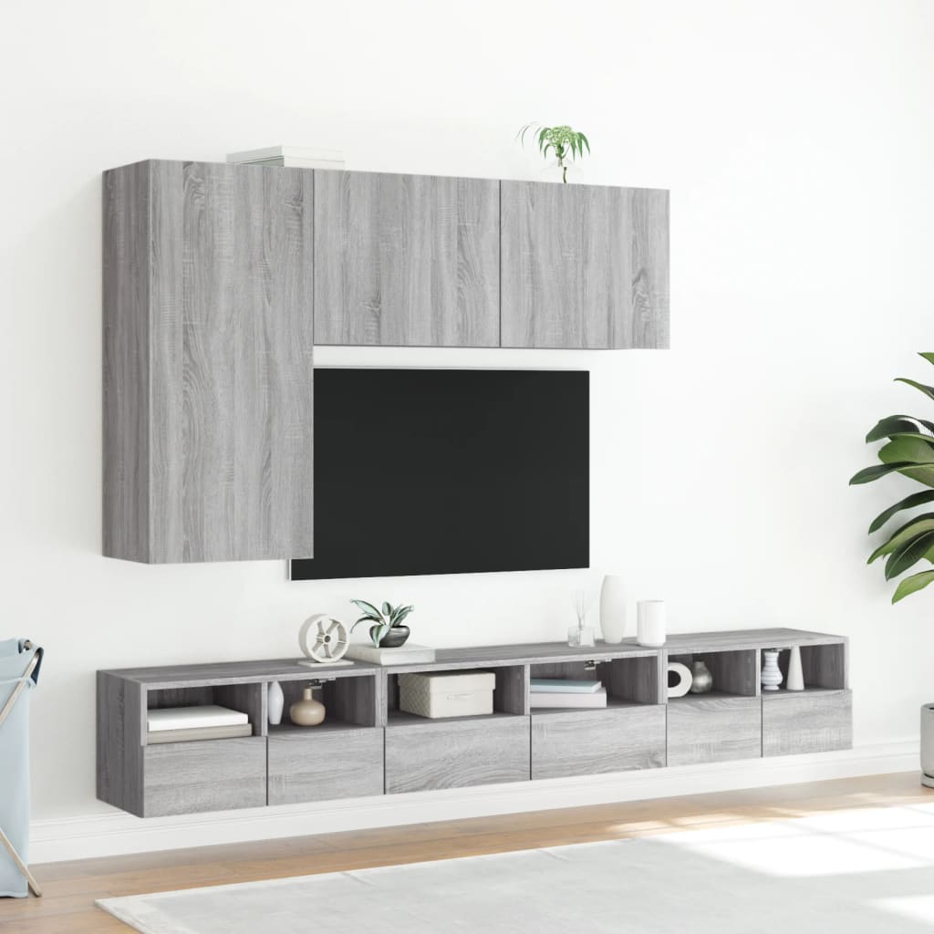 Mobili TV Muro 2pz Grigio Sonoma 60x30x30 cm Legno Multistrato - homemem39