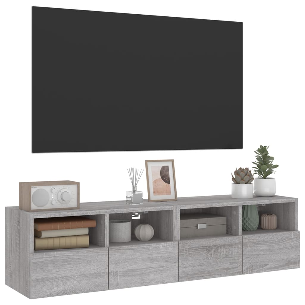 Mobili TV Muro 2pz Grigio Sonoma 60x30x30 cm Legno Multistrato - homemem39