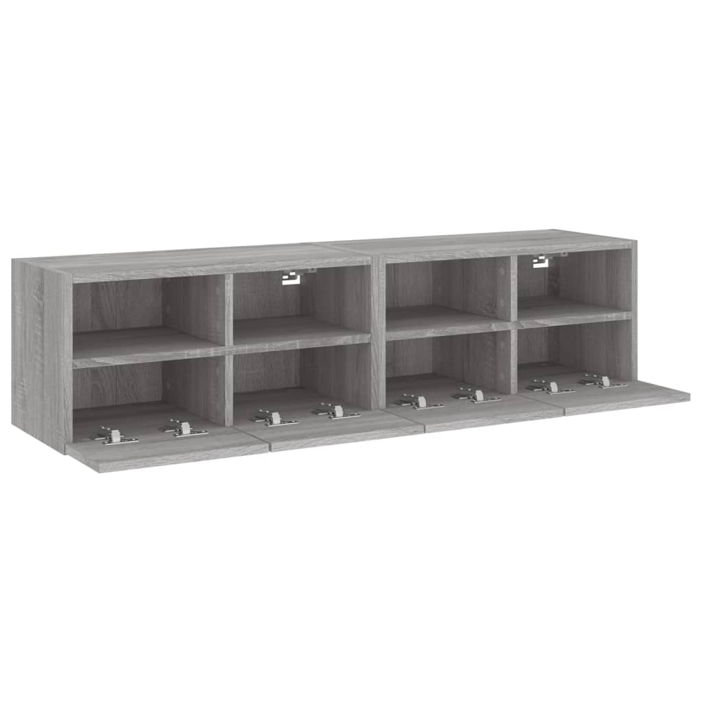 Mobili TV Muro 2pz Grigio Sonoma 60x30x30 cm Legno Multistrato - homemem39